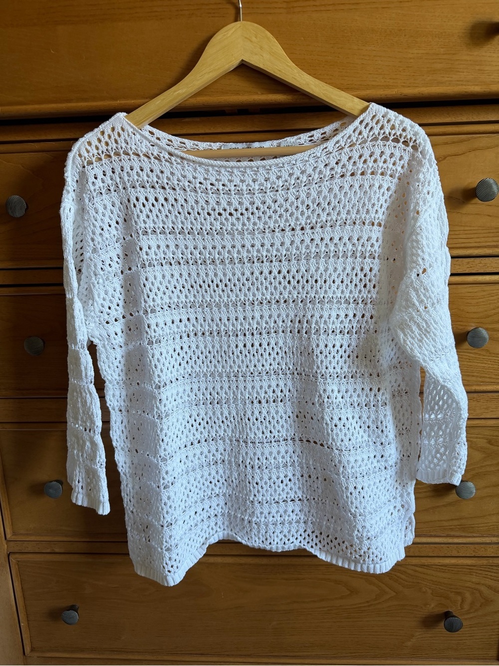 Open Knit Coastal Beach House White Womens Sweater Size Large Boho Indie Sleaze